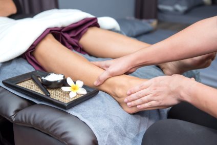 Spa and Thai foot massage, beautiful women relaxing and healthy of aromatherapy